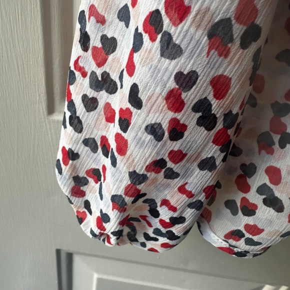 Loft Outlet sheer, with ruffle and V neck with ruffle button down Blouse.. - Picture 8 of 13